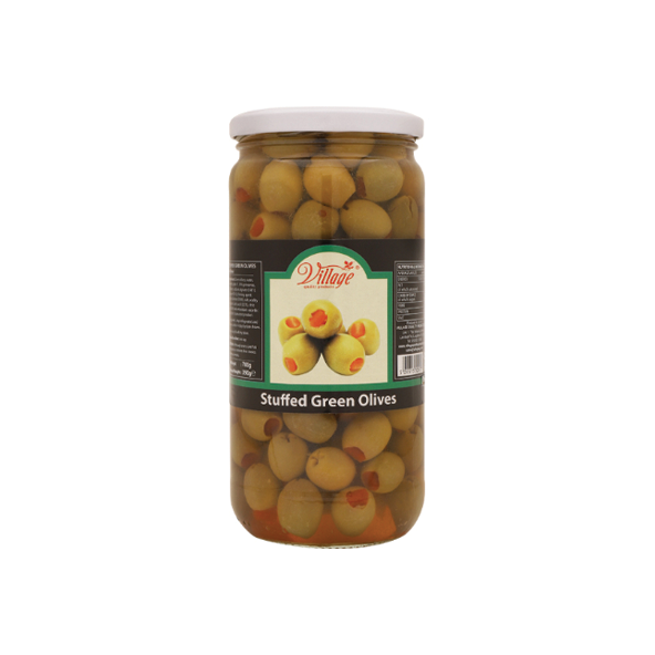 VILLAGE STUFFED GREEN OLIVES 360G