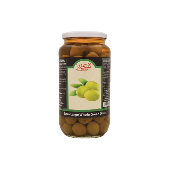 VILLAGE WHOLE GREEN OLIVES 700G