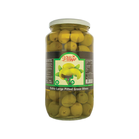 Village XL Pitted Green Olives 907g