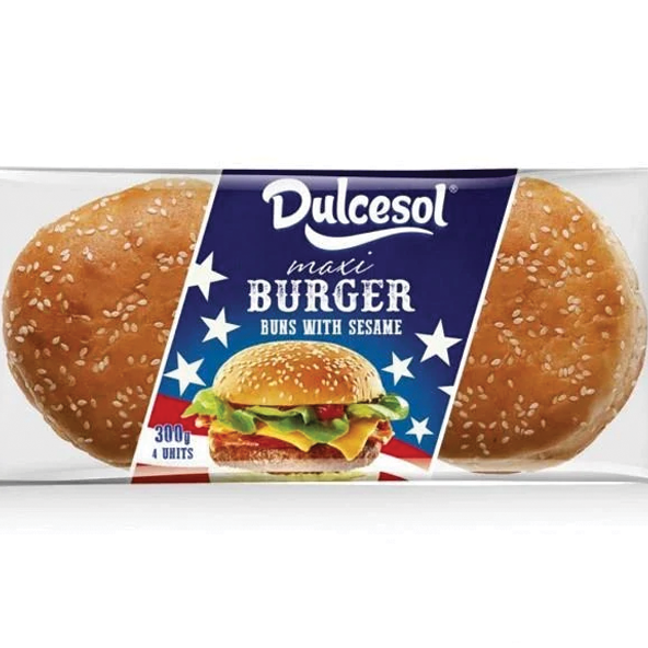 Dulcesol 4 Maxi Burger Buns with Sesame (300g)